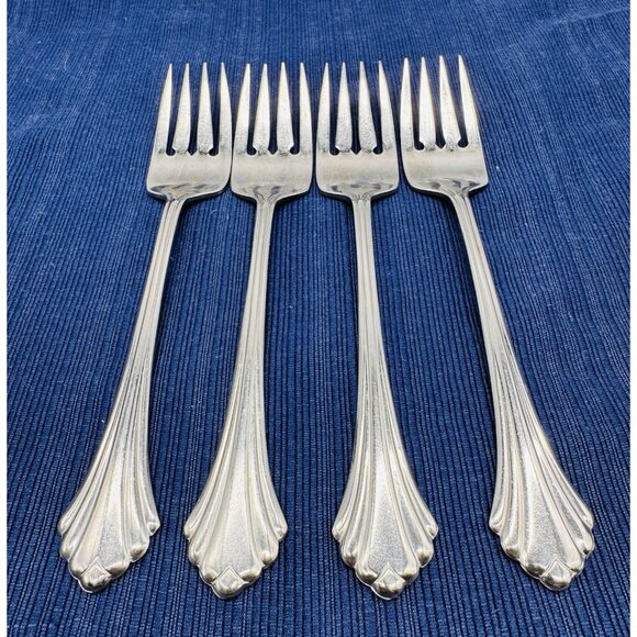 Oneida Bancroft Fortune Salad Fork 6.75 inch Lot of 4 Stainless Flatware USA - Picture 2 of 5